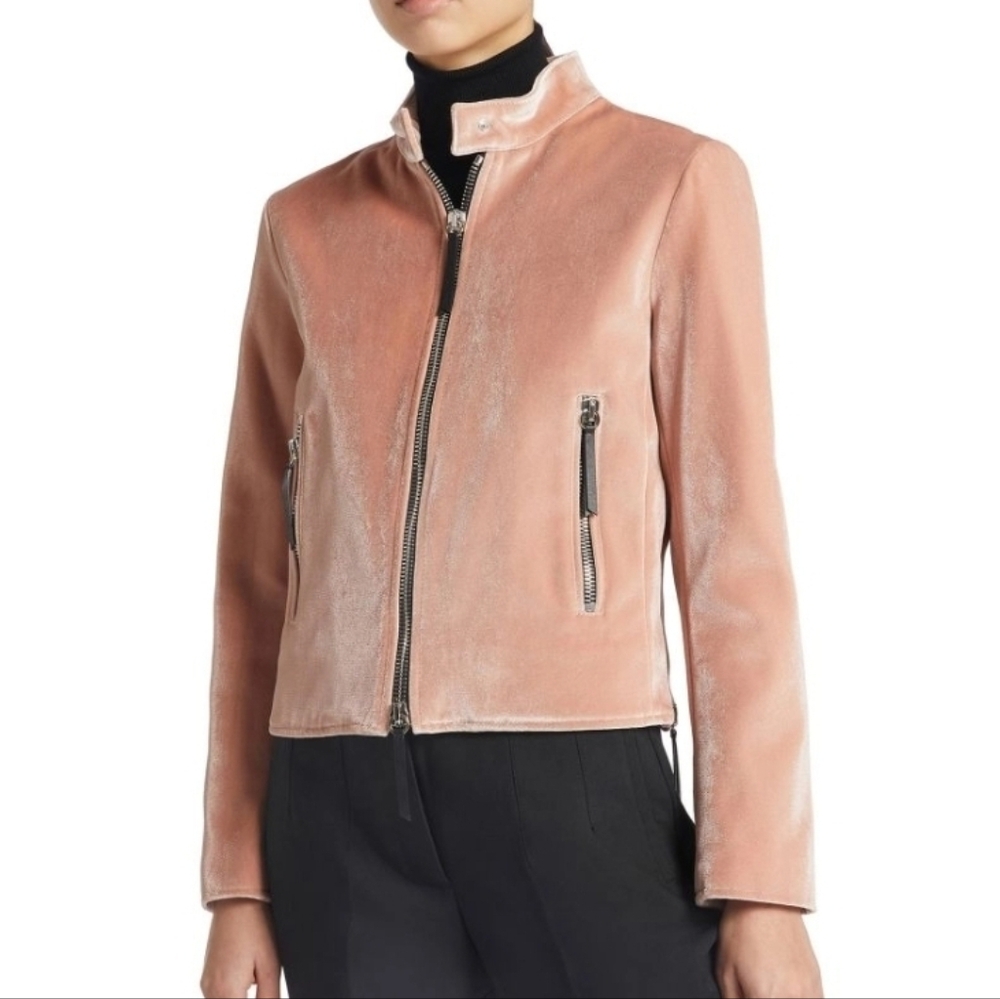 Giuseppe Zanotti Ofelia Jacket Pink Velvet Luxury Designer 100% Authentic Size S